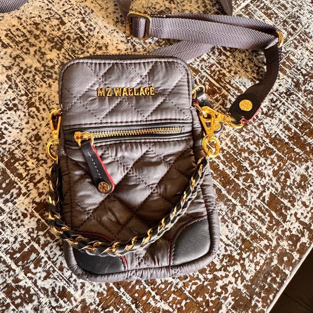 MZ Wallace Quilted Black and Gold Crossbody